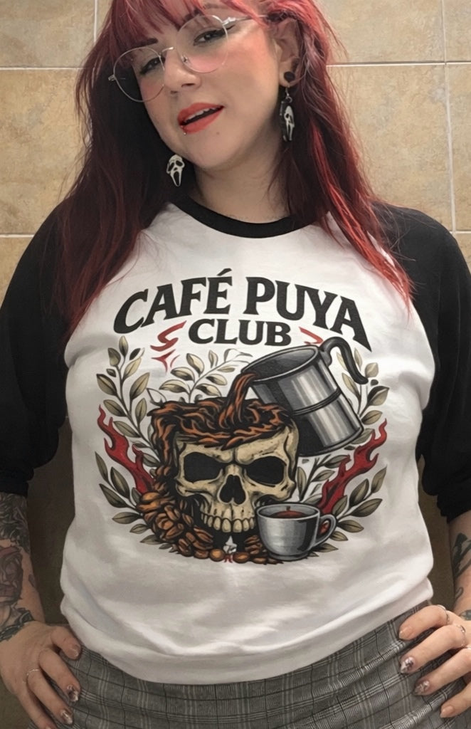 CAFÉ PUYA CLUB TEE (FULL BREW EDITION) 3/4 sleeve raglan shirt