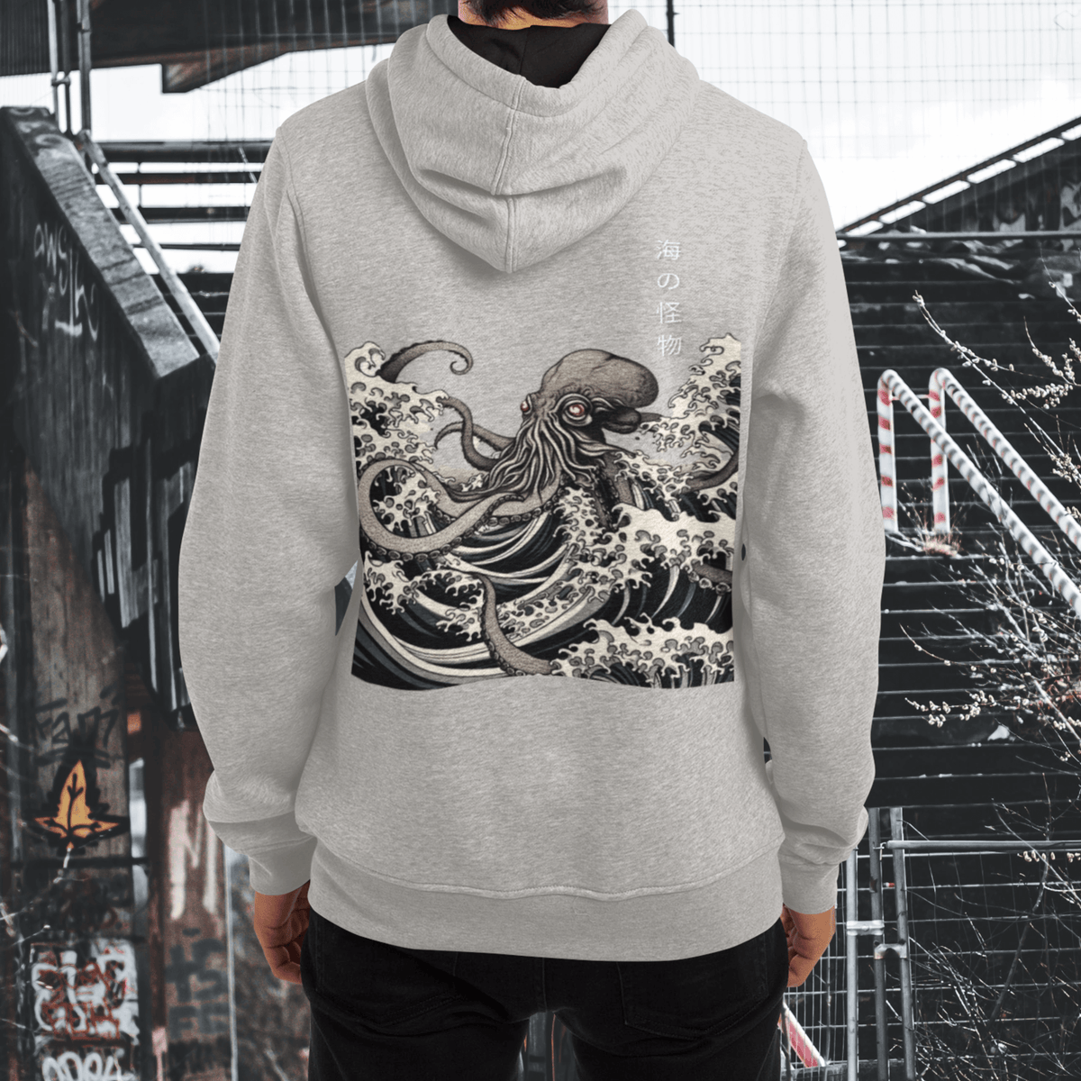 Carbon Grey- Japanese Octopus Hoodie, Cotton Hoodie, Japanese Octopus, Tokio Japan, Hoodie, Japanese Graphic Tee, Japanese Culture apparel, Japanese Hoodie, kawaii, Samurai Shirt, Japanese Art, Japanese Art Hoodie, Gift for dad, Gift for him, Japanese Calligraphy, Japanese Graphic Tee, ryohei fuke, david finch, oriental, wimmelbilder, kurzgesagt, shodo, manga style, carl eugen keel, maritime scenes,  otto müller