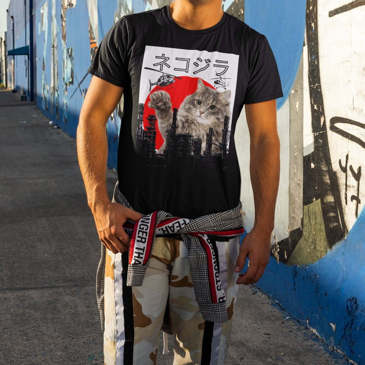 tee  men cat t-shirt  kitty  kitten  Japanese Sunset  Japan kitty monster  I love cats  Gift for cat owner  Gift for Cat Lovers  Funny Cat Shirt  dinosaur cat  Catzilla Shirt  catsaurus  cat-saurus  cat print top  cat mom  cat daddy