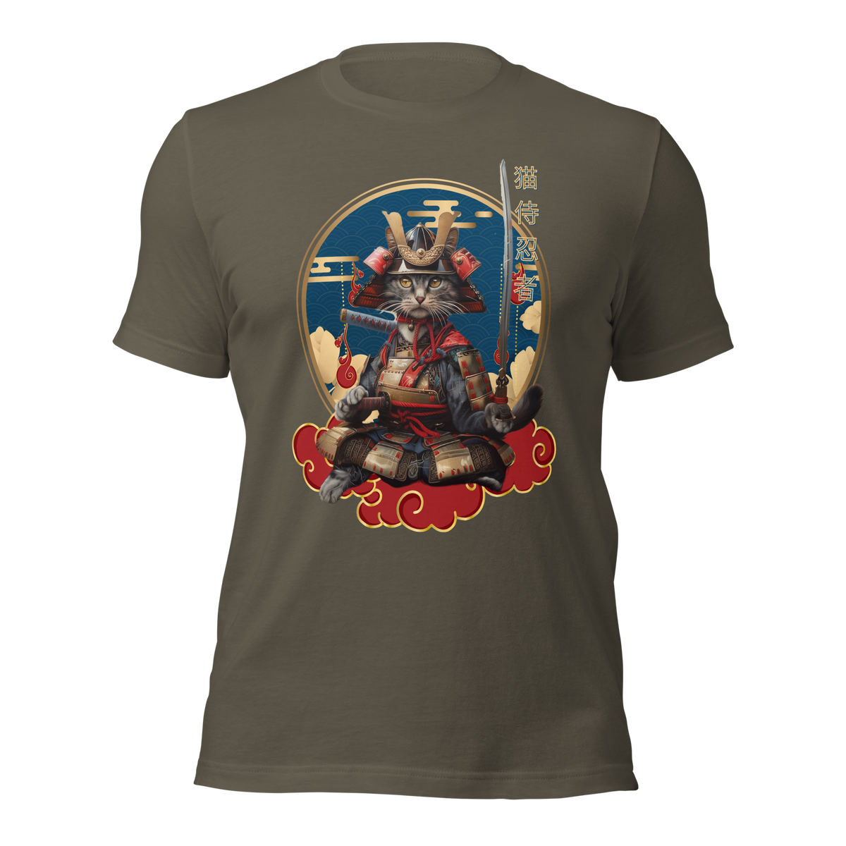 Japanese Kawaii Tee, Ninja Cat T-Shirt, Samurai Cat Tatoo, Samurai Cat Shirt, Ninja Samurai Kitten, Cat Lover T-Shirt, gift for cat lover, cat mom shirt, cat dad shirt, Kawaii Samurai cat, Traditional art, Japanese Art shirt, Samurai Cat