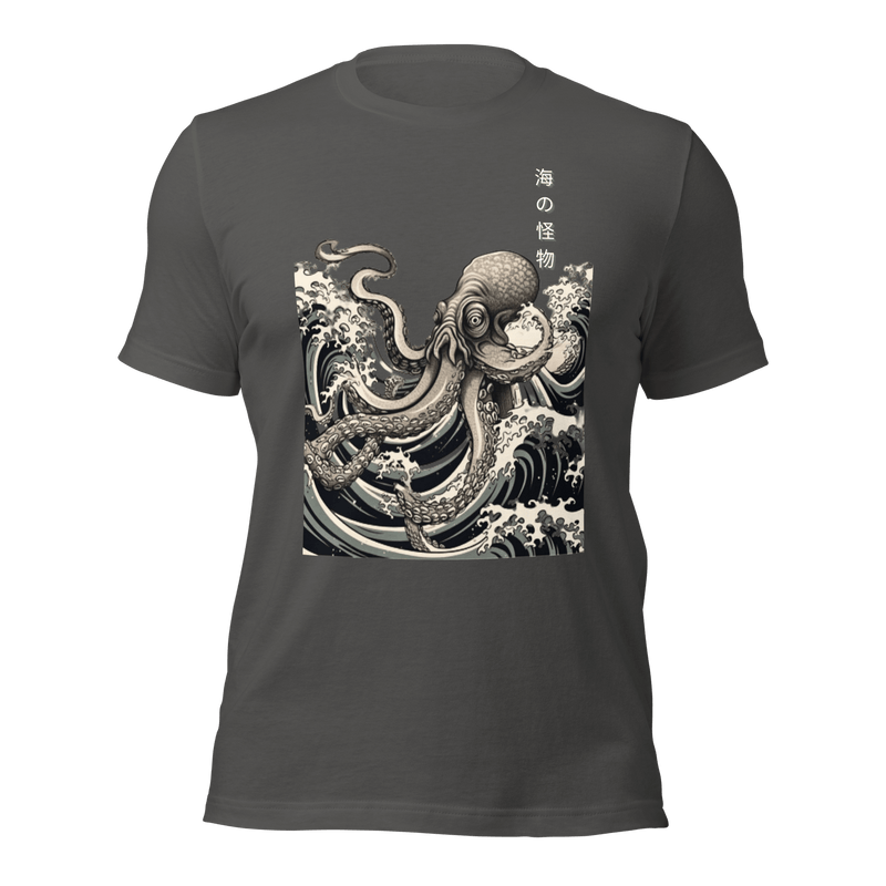Asphalt- Japanese Octopus Tshirt, Japanese Calligraphy T Shirt, Gyotaku, Traditional Art, Japan Anime, Manga, Gold Print, Yoga, Martial Arts, Samurai, Mens Womens Printed Tee, Gift for him, Gift for dad, Japanese art, Japanese Culture apparel, Japanese Graphic Tee, ryohei fuke, david finch, oriental, wimmelbilder, kurzgesagt, shodo, manga style, carl eugen keel, maritime scenes,  otto müller